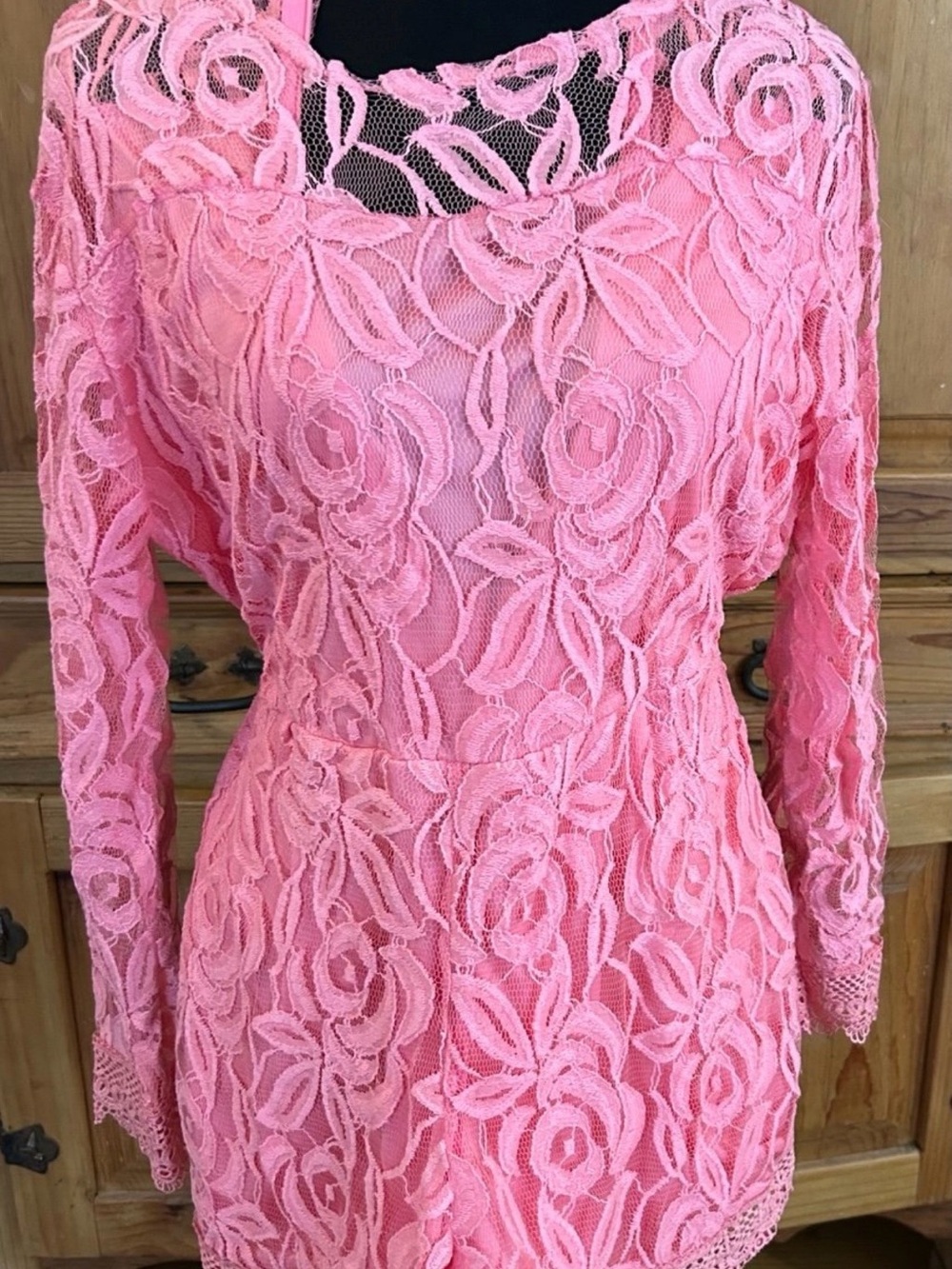 Pink Long Sleeve Women's Romper